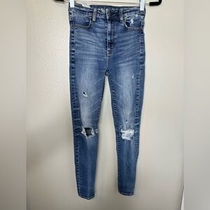 American Eagle Super Hi-Rise Jegging Jeans Womens Size 00 Short Denim Stretch